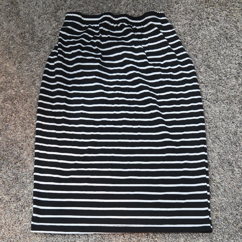 Black and White Striped Women's Skirt